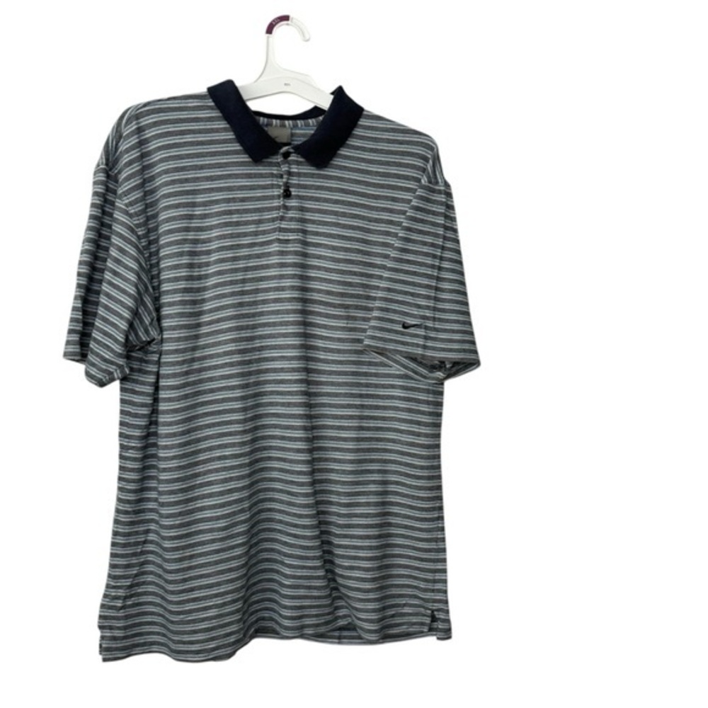 Vintage Men’s Nike Striped Golf Polo 1/4 Button Size‎ Large Blue White 90s